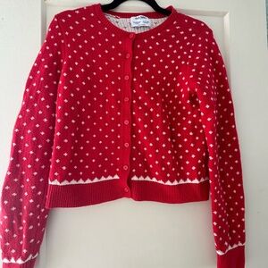 Old Navy Red and White Patterned Cardigan
